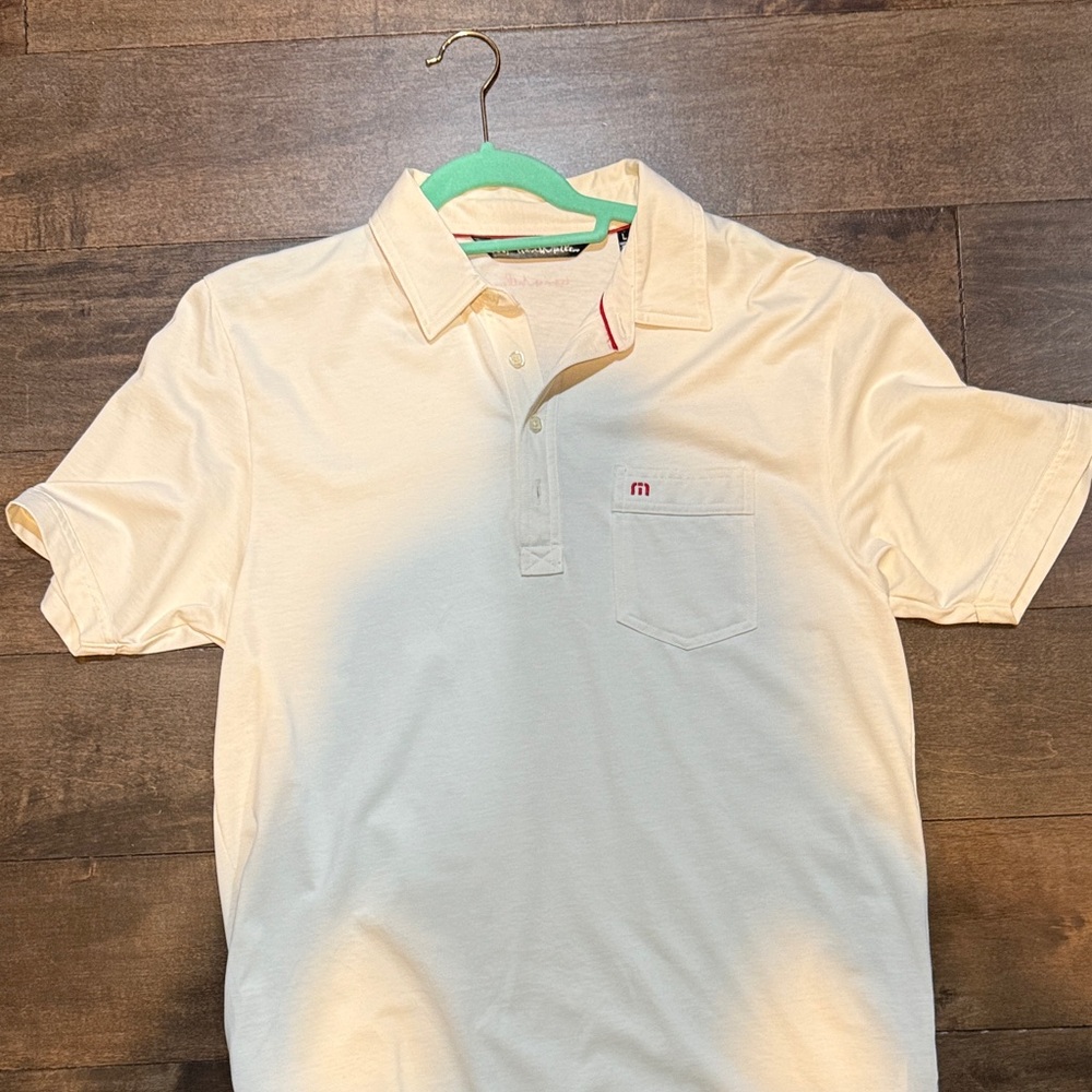 Men's Travis Mathew Cream Polo Shirt size L